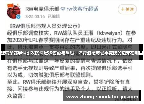 魏震禁赛事件引发的深层次讨论与反思：体育道德与公平竞技的边界在哪里